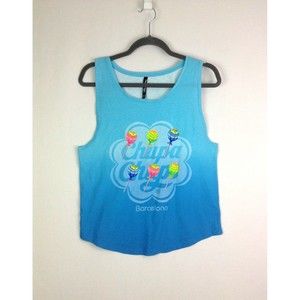 Chupa Chups Barcelona T-shirt Tank Top Blue 100% Cotton Sleeveless Size XS